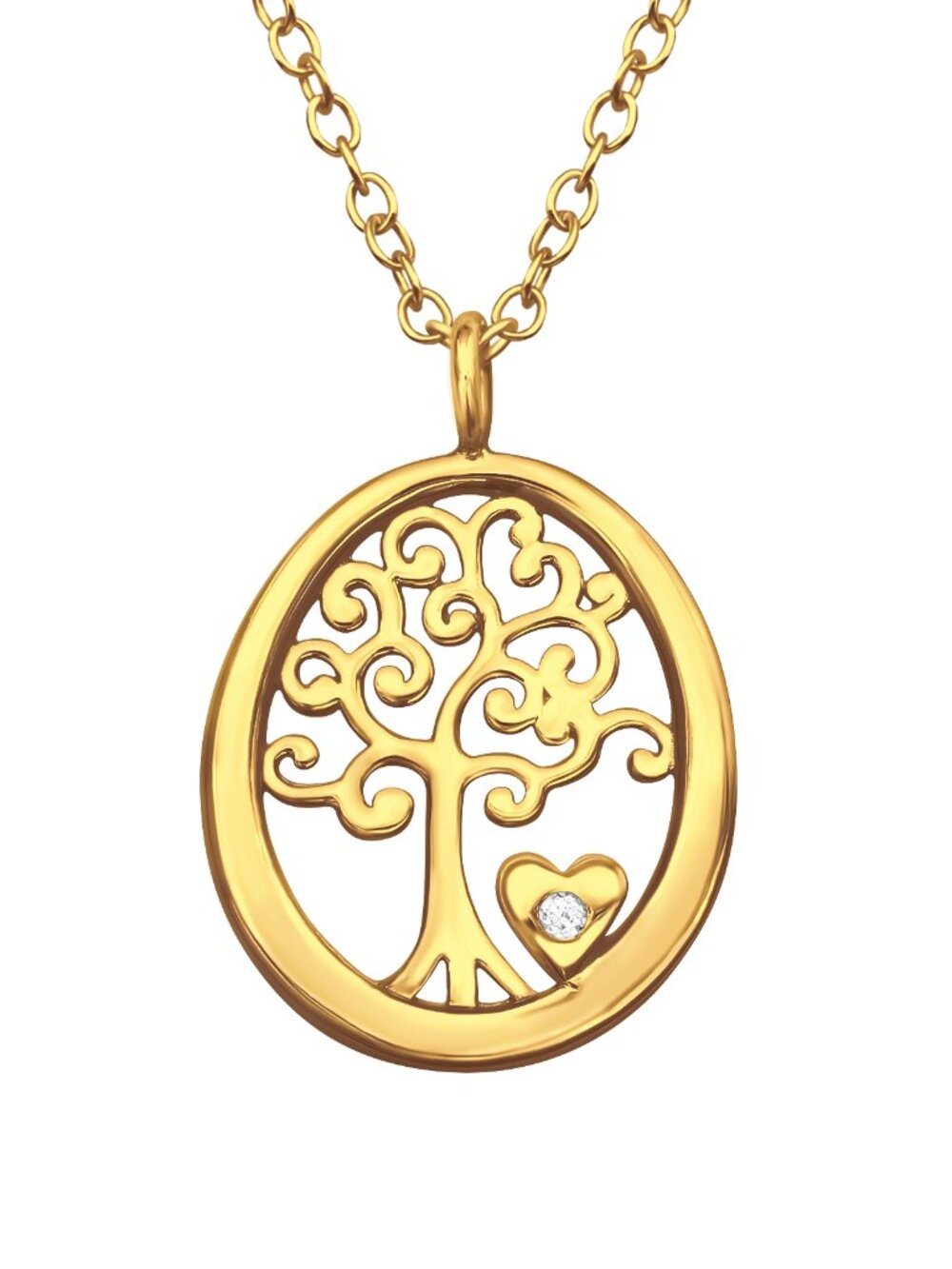 14K Gold Vermeil Tree of Life Heart Necklace